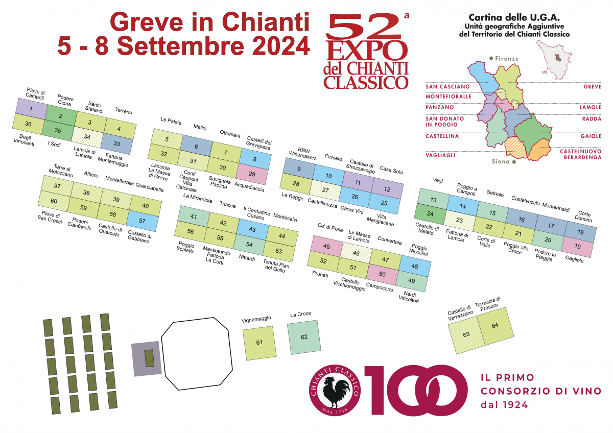 The Map of the Wineries Participating in Expo Chianti Classico 2024